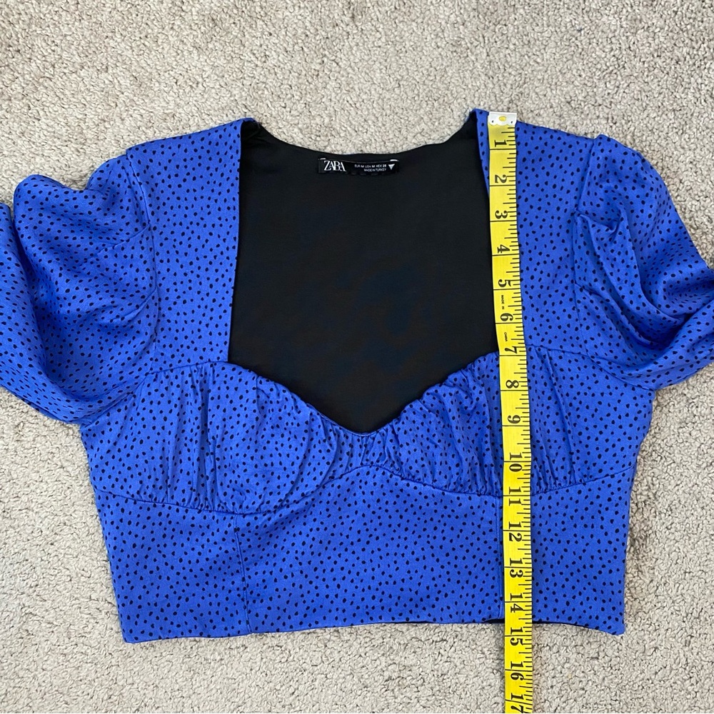 Zara Sweetheart Neck Crop Top Blue M - Picture 10 of 10
